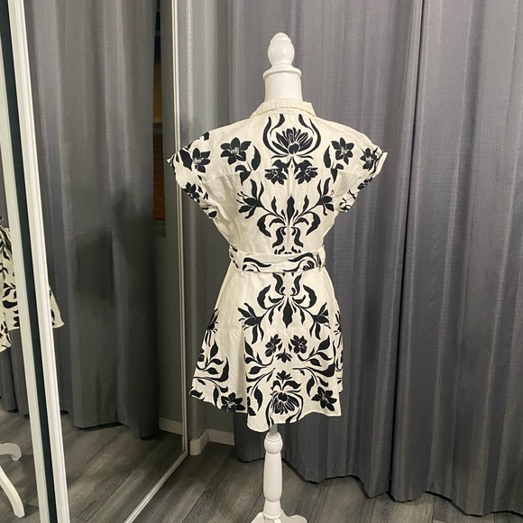 ZARA • Short Sleeve Button Down Tie Waist Dress - Picture 6 of 9